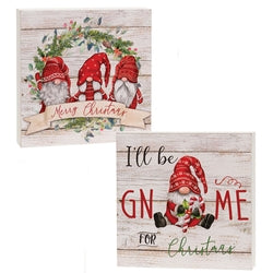 *Merry Christmas Gnome Wood Block 2 Assorted
