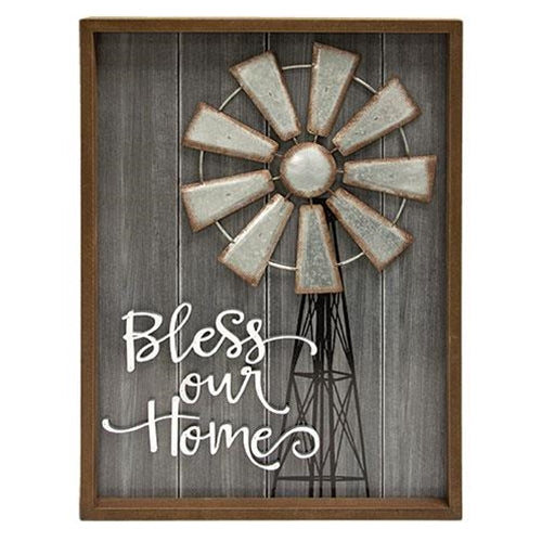 Bless Our Home Windmill Wall Sign