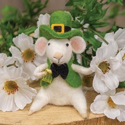 St. Patricks Day Mouse with Mug Felted Ornament