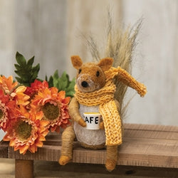 Squirrel w/ Coffee Felted Ornament