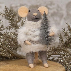 Festive Mouse with Tree Felted Ornament
