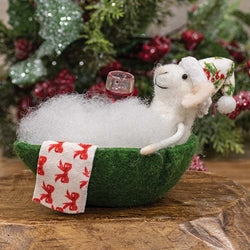 Holiday Bubble Bath Mouse Felted Ornament