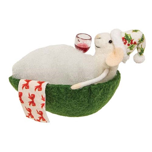 Holiday Bubble Bath Mouse Felted Ornament