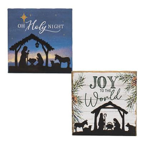 Nativity Scene Lighted Canvas - 2 Asstd