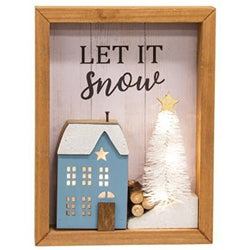 Lighted Winter Village Sign - 3 Asstd
