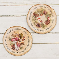 Woodland Mushrooms Wood Slice Sign - 2 Asstd