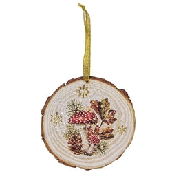 Woodland Mushrooms Wood Slice Ornament - 3 Asstd