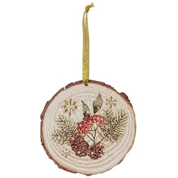 Woodland Mushrooms Wood Slice Ornament - 3 Asstd
