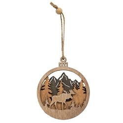 Layered Wood Forest Scene Ornament - 3 Asstd