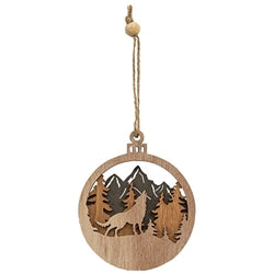 Layered Wood Forest Scene Ornament - 3 Asstd