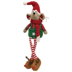 Dangle Leg Christmas Mouse in Slippers - 2 Asstd