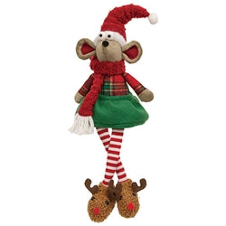 Dangle Leg Christmas Mouse in Slippers - 2 Asstd