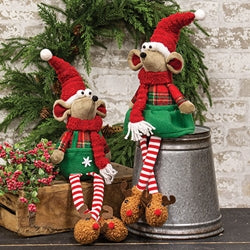 Dangle Leg Christmas Mouse in Slippers - 2 Asstd