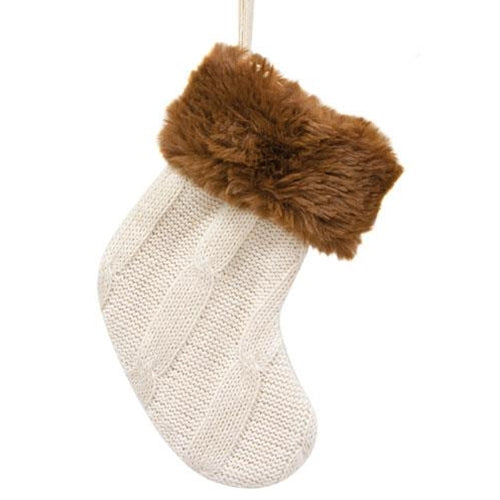 Knit Cream Stocking Gift Pocket