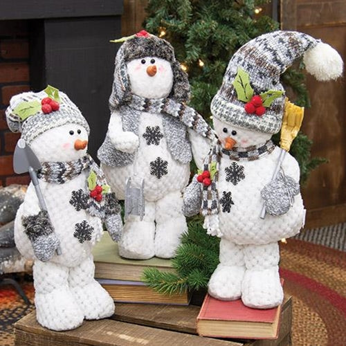Plush Standing Snowman w/Hat & Scarf 3 Asstd.