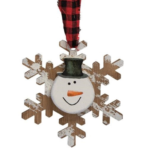 Happy Snowman Snowflake Ornament 3 Asstd.