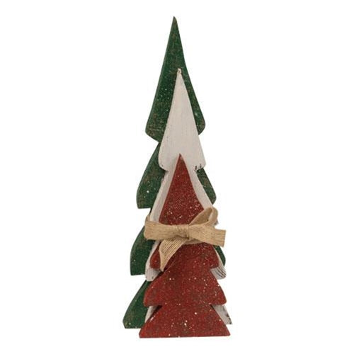 3/Set Distressed Christmas Colors Wooden Trees