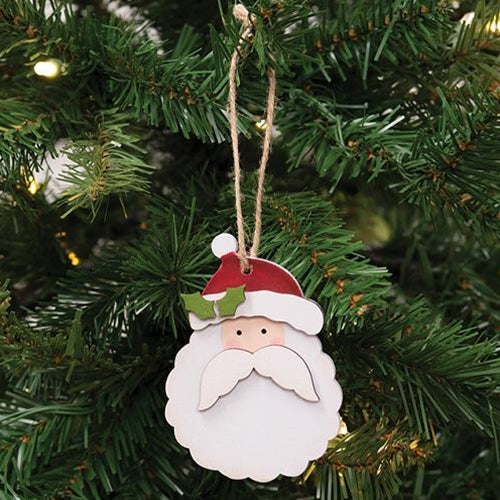 Santa With Holly Ornament