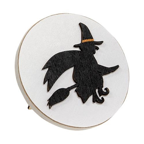 Witch Silhouette Circle Easel Sign
