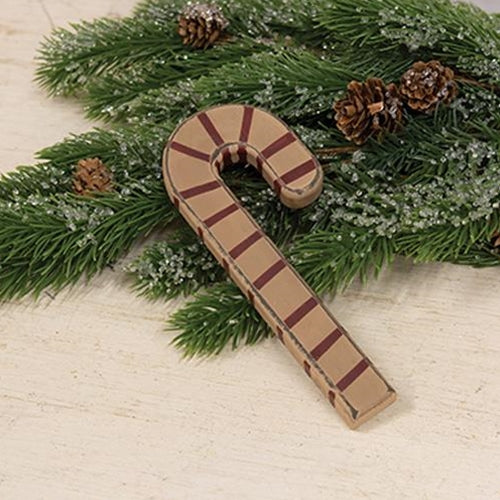Antiqued Wooden Candy Cane Ornament