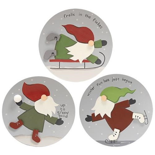 Frolic in the Flakes Gnome Plate 3 Asstd.