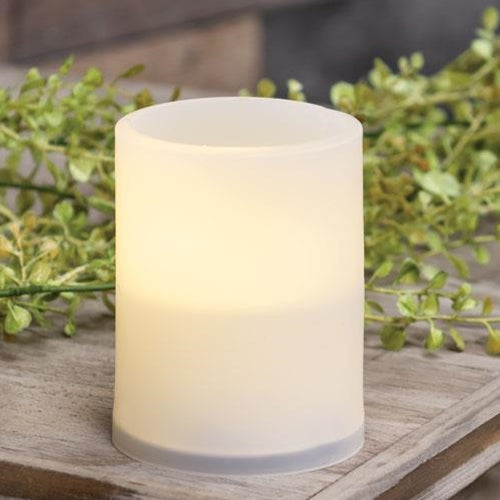 Warm Light White Timer Pillar Candle 3x4