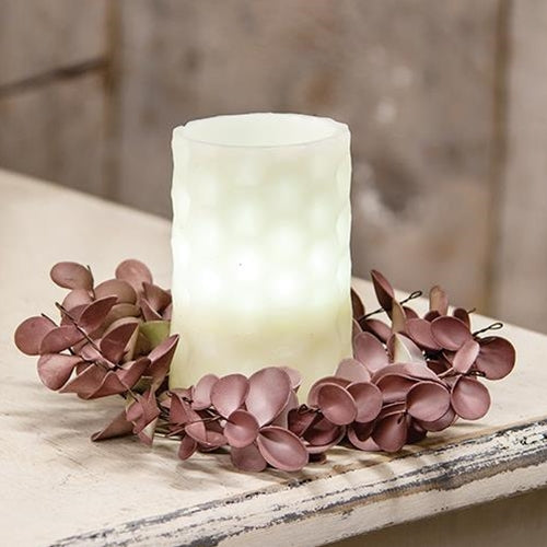 Burgundy Fall Ombre Eucalyptus Leaf Candle Ring