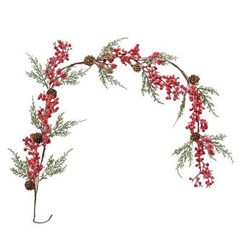 Icy Red Berry & Cypress Garland