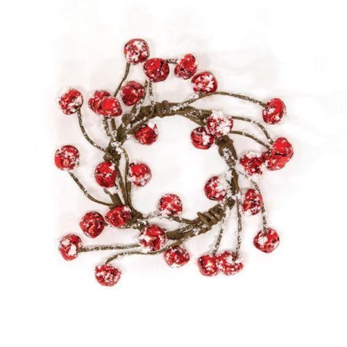 Joyful Red Jingle Bells w/Snow Candle Ring 3.5"