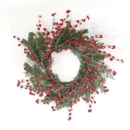 Sparkling Red Berries & Mixed Greens Candle Ring 6.5"