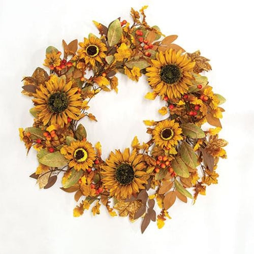 Autumn Woods Sunflower Wreath 24"
