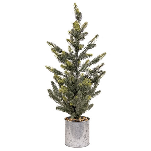 *Glittered Pine Tree with Galvanized Metal Base