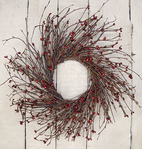 Bell & Burgundy Twig Wreath