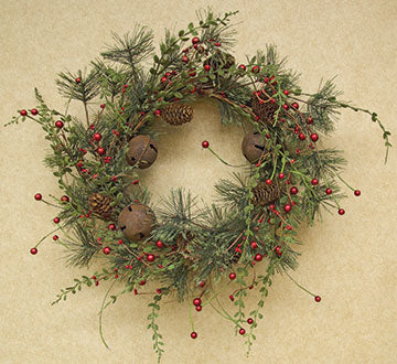 Red Berry Pine Wreath 22"