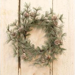 Vintage Glitter Birchcone Pine Wreath 14"