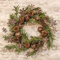 Rusty Glitter Bell & Snowflake Pine Wreath