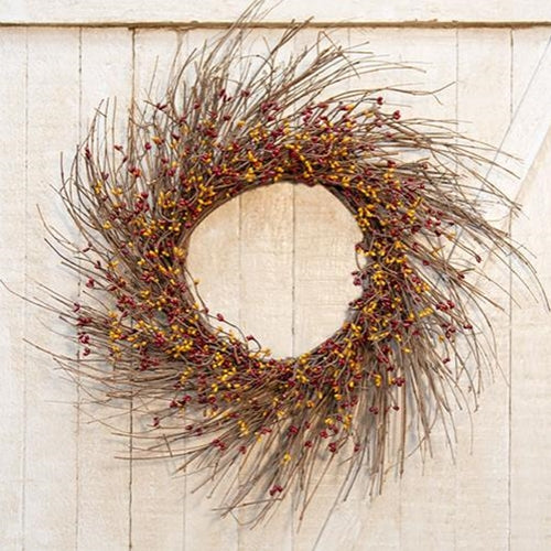 Burgundy/Gold Pip Twig Wreath 22"
