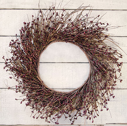 Burgundy Pip Twig Wreath 22"