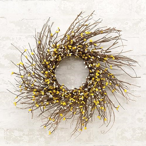 Yellow & Cream Pip Twig Wreath 16"