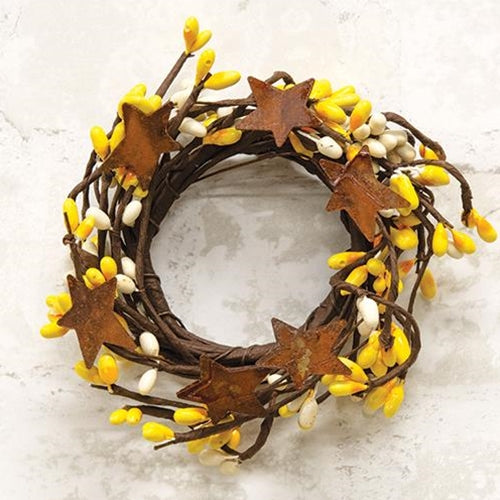 Pip Berry Ring With Stars Yellow & Cream 4"