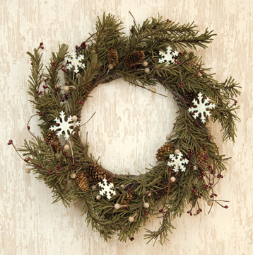 Pine & Snowflakes Wreath - 15"