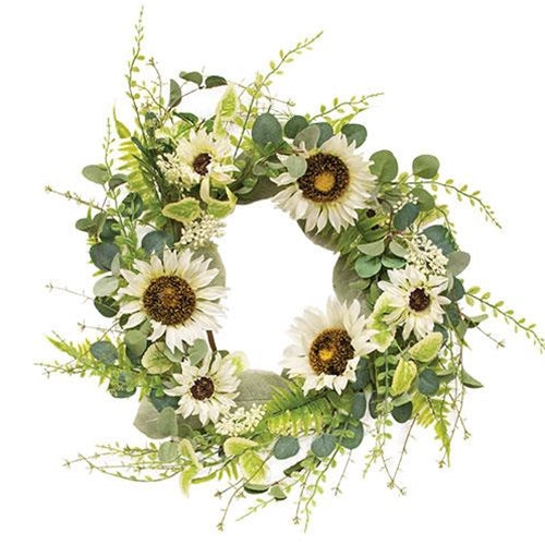 Mixed Cream Sunflower Wreath 22"