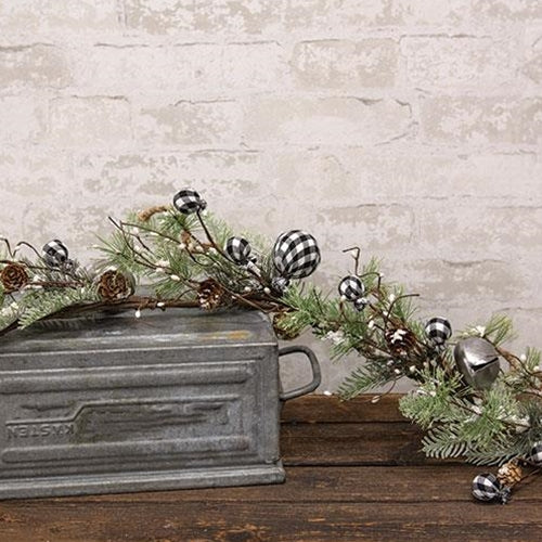 Black & White Country Gingham Bells Garland