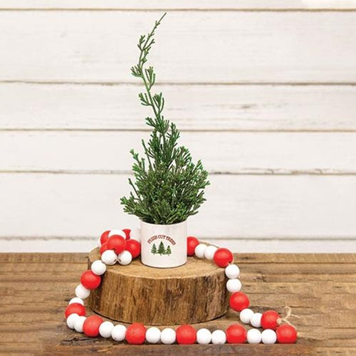 Red & White Wooden Bead Garland 39"