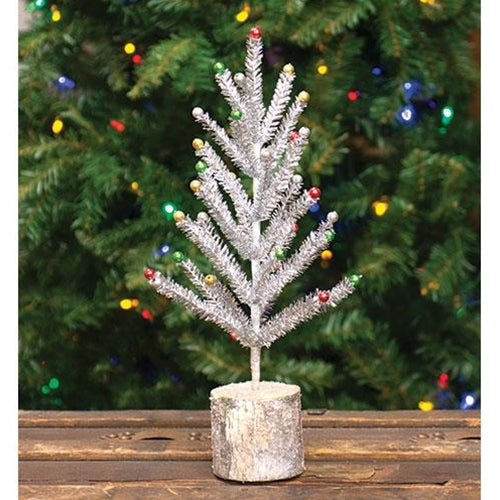 Snazzy Silver Tinsel Tree 16"
