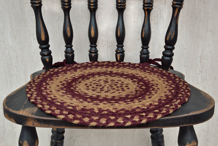 Burgundy/Tan Braided Chair Pad