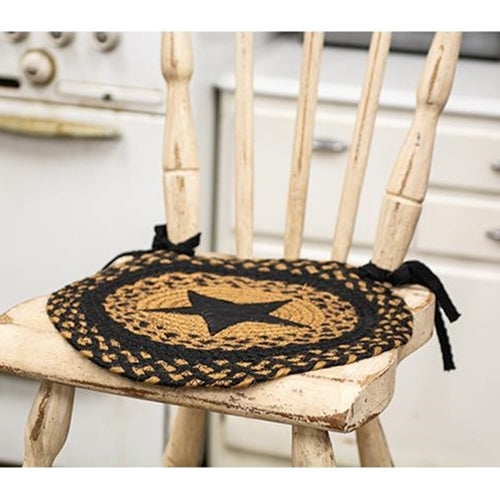 Black Star Braided Chair Pad