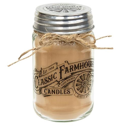 Peach Cobbler Classic Farmhouse Mason Jar Candle 16oz