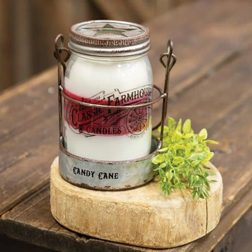 Candy Cane 3 Layer Jar Candle w/Tin Holder 14oz