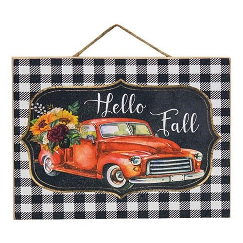 Hello Fall Truck Hanging Sign